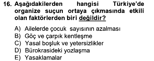 Suç Sosyolojisi 2012-2013 Dönem Sonu Sınavı - 16. soru