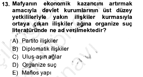 Suç Sosyolojisi 2013-2014 Dönem Sonu Sınavı - 13. soru