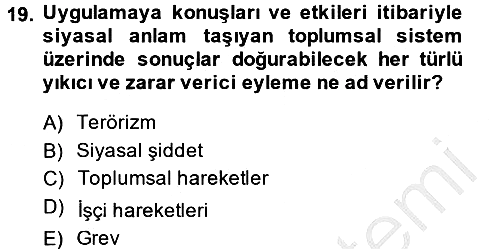 Suç Sosyolojisi 2013-2014 Dönem Sonu Sınavı - 19. soru
