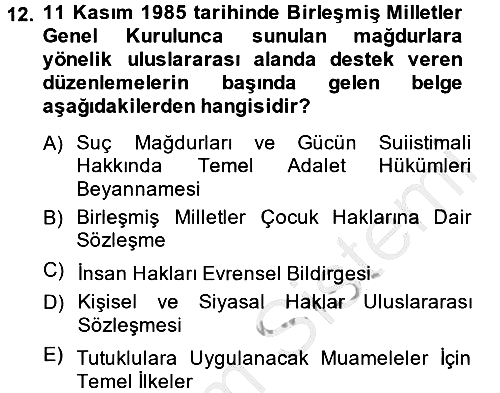 Suç Sosyolojisi 2014-2015 Dönem Sonu Sınavı - 12. soru