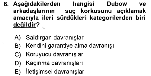 Suç Sosyolojisi 2015-2016 Dönem Sonu Sınavı - 8. soru