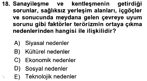 Suç Sosyolojisi 2015-2016 Dönem Sonu Sınavı - 18. soru