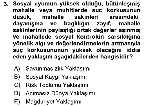 Suç Sosyolojisi 2017-2018 Dönem Sonu Sınavı - 3. soru