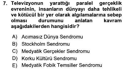 Suç Sosyolojisi 2017-2018 Dönem Sonu Sınavı - 7. soru