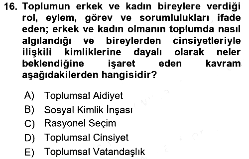 Suç Sosyolojisi 2017-2018 Dönem Sonu Sınavı - 16. soru