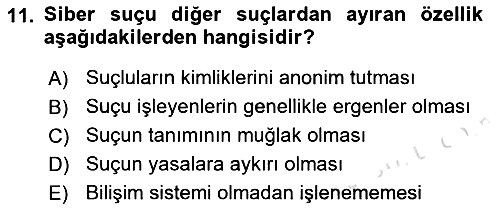 Suç Sosyolojisi 2021-2022 Dönem Sonu Sınavı - 11. soru