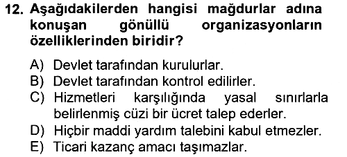 Suç Sosyolojisi 2014-2015 Tek Ders Sınavı - 12. soru