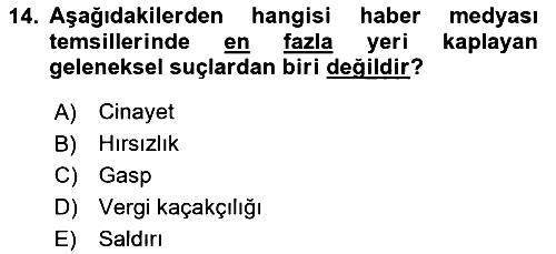 Suç Sosyolojisi 2023-2024 Yaz Okulu Sınavı - 14. soru