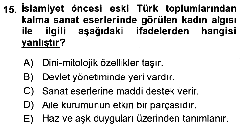 Toplumsal Cinsiyet Çalışmaları 2018-2019 3 Ders Sınavı - 15. soru