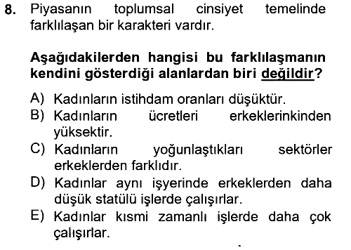 Toplumsal Cinsiyet Çalışmaları 2012-2013 Ara Sınav - 8. soru