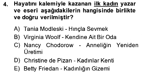 Toplumsal Cinsiyet Çalışmaları 2013-2014 Ara Sınav - 4. soru