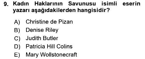 Toplumsal Cinsiyet Çalışmaları 2015-2016 Ara Sınav - 9. soru