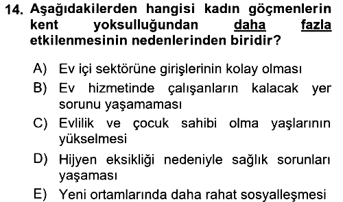 Toplumsal Cinsiyet Çalışmaları 2016-2017 Ara Sınav - 14. soru