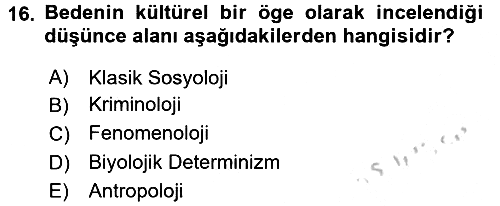 Toplumsal Cinsiyet Çalışmaları 2016-2017 Ara Sınav - 16. soru