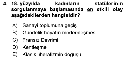 Toplumsal Cinsiyet Çalışmaları 2025-2026 Ara Sınav - 4. soru