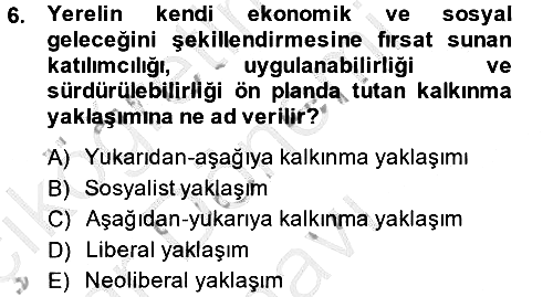 Toplumsal Cinsiyet Çalışmaları 2013-2014 Dönem Sonu Sınavı - 6. soru