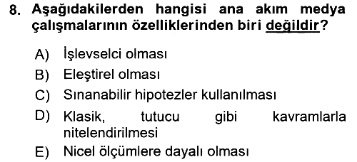Toplumsal Cinsiyet Çalışmaları 2015-2016 Dönem Sonu Sınavı - 8. soru