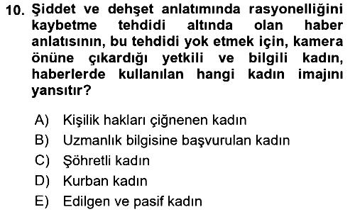 Toplumsal Cinsiyet Çalışmaları 2015-2016 Dönem Sonu Sınavı - 10. soru