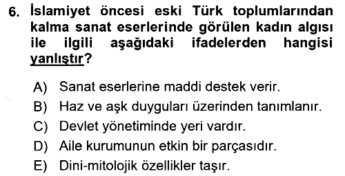 Toplumsal Cinsiyet Çalışmaları 2017-2018 Dönem Sonu Sınavı - 6. soru