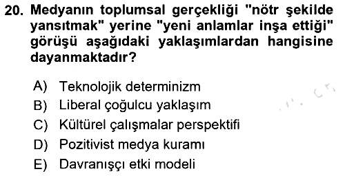 Toplumsal Cinsiyet Çalışmaları 2025-2026 Dönem Sonu Sınavı - 20. soru