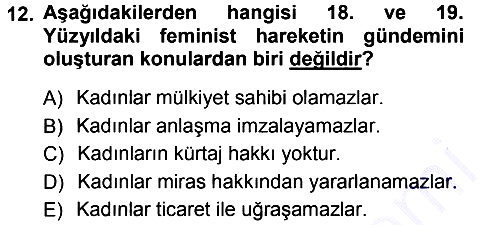 Toplumsal Cinsiyet Sosyolojisi 2013-2014 Ara Sınav - 12. soru