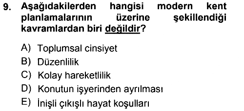 Toplumsal Cinsiyet Sosyolojisi 2012-2013 Dönem Sonu Sınavı - 9. soru