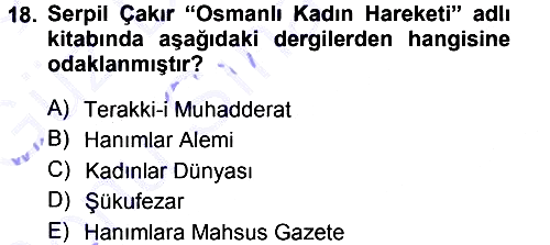 Toplumsal Cinsiyet Sosyolojisi 2012-2013 Dönem Sonu Sınavı - 18. soru