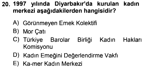 Toplumsal Cinsiyet Sosyolojisi 2012-2013 Dönem Sonu Sınavı - 20. soru