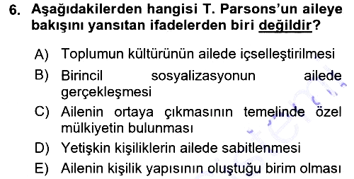 Toplumsal Cinsiyet Sosyolojisi 2015-2016 Dönem Sonu Sınavı - 6. soru