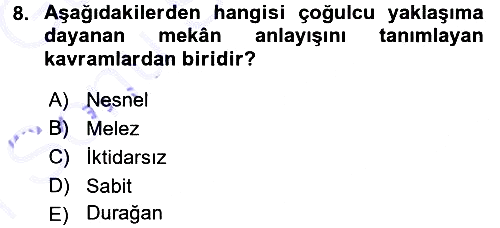 Toplumsal Cinsiyet Sosyolojisi 2015-2016 Dönem Sonu Sınavı - 8. soru
