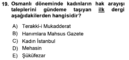 Toplumsal Cinsiyet Sosyolojisi 2021-2022 Dönem Sonu Sınavı - 19. soru
