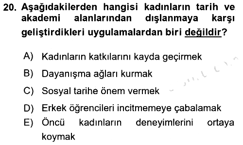 Toplumsal Cinsiyet Sosyolojisi 2023-2024 Dönem Sonu Sınavı - 20. soru