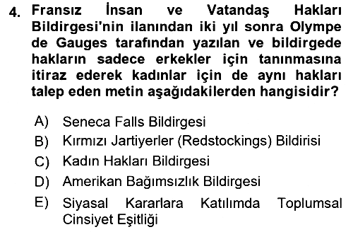 Toplumsal Cinsiyet Sosyolojisi 2024-2025 Dönem Sonu Sınavı - 4. soru