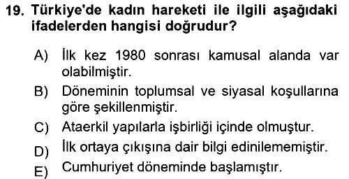 Toplumsal Cinsiyet Sosyolojisi 2025-2026 Dönem Sonu Sınavı - 19. soru