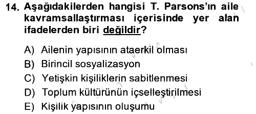 Toplumsal Cinsiyet Sosyolojisi 2013-2014 Tek Ders Sınavı - 14. soru