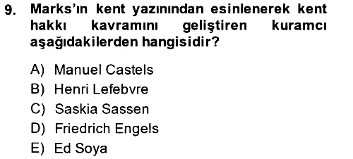 Toplumsal Cinsiyet Sosyolojisi 2014-2015 Tek Ders Sınavı - 9. soru