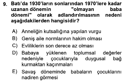 Toplumsal Cinsiyet Sosyolojisi 2022-2023 Yaz Okulu Sınavı - 9. soru