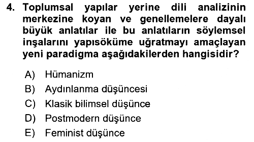 Toplumsal Cinsiyet Sosyolojisi 2024-2025 Yaz Okulu Sınavı - 4. soru
