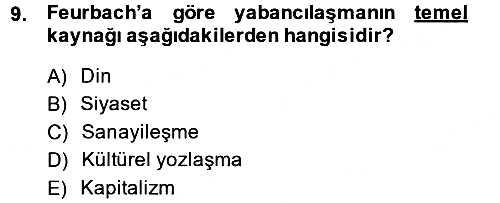 Toplumsal Değişme Kuramları 2014-2015 Ara Sınav - 9. soru