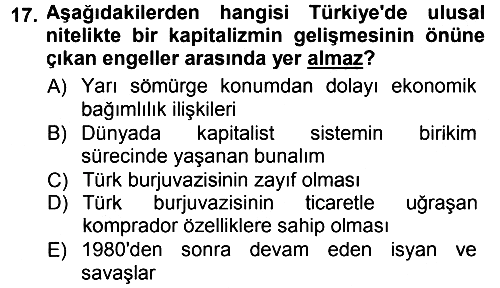 Toplumsal Değişme Kuramları 2012-2013 Dönem Sonu Sınavı - 17. soru