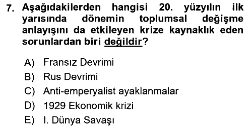 Toplumsal Değişme Kuramları 2022-2023 Dönem Sonu Sınavı - 7. soru