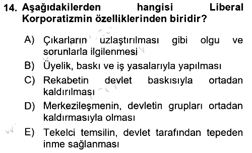 Toplumsal Tabakalaşma ve Eşitsizlik 2018-2019 3 Ders Sınavı - 14. soru