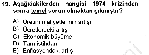 Toplumsal Tabakalaşma ve Eşitsizlik 2012-2013 Ara Sınav - 19. soru