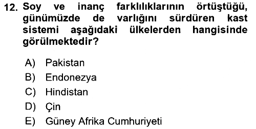Toplumsal Tabakalaşma ve Eşitsizlik 2015-2016 Ara Sınav - 12. soru