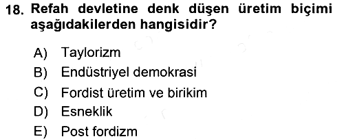 Toplumsal Tabakalaşma ve Eşitsizlik 2015-2016 Ara Sınav - 18. soru