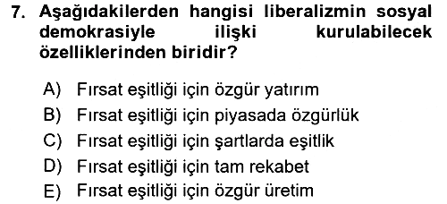Toplumsal Tabakalaşma ve Eşitsizlik 2017-2018 Ara Sınav - 7. soru
