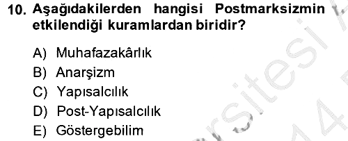 Toplumsal Tabakalaşma ve Eşitsizlik 2013-2014 Dönem Sonu Sınavı - 10. soru