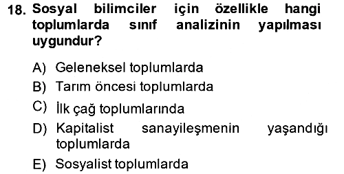Toplumsal Tabakalaşma ve Eşitsizlik 2013-2014 Dönem Sonu Sınavı - 18. soru