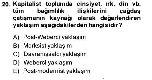 Toplumsal Tabakalaşma ve Eşitsizlik 2014-2015 Dönem Sonu Sınavı - 20. soru