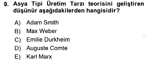 Toplumsal Tabakalaşma ve Eşitsizlik 2015-2016 Dönem Sonu Sınavı - 9. soru